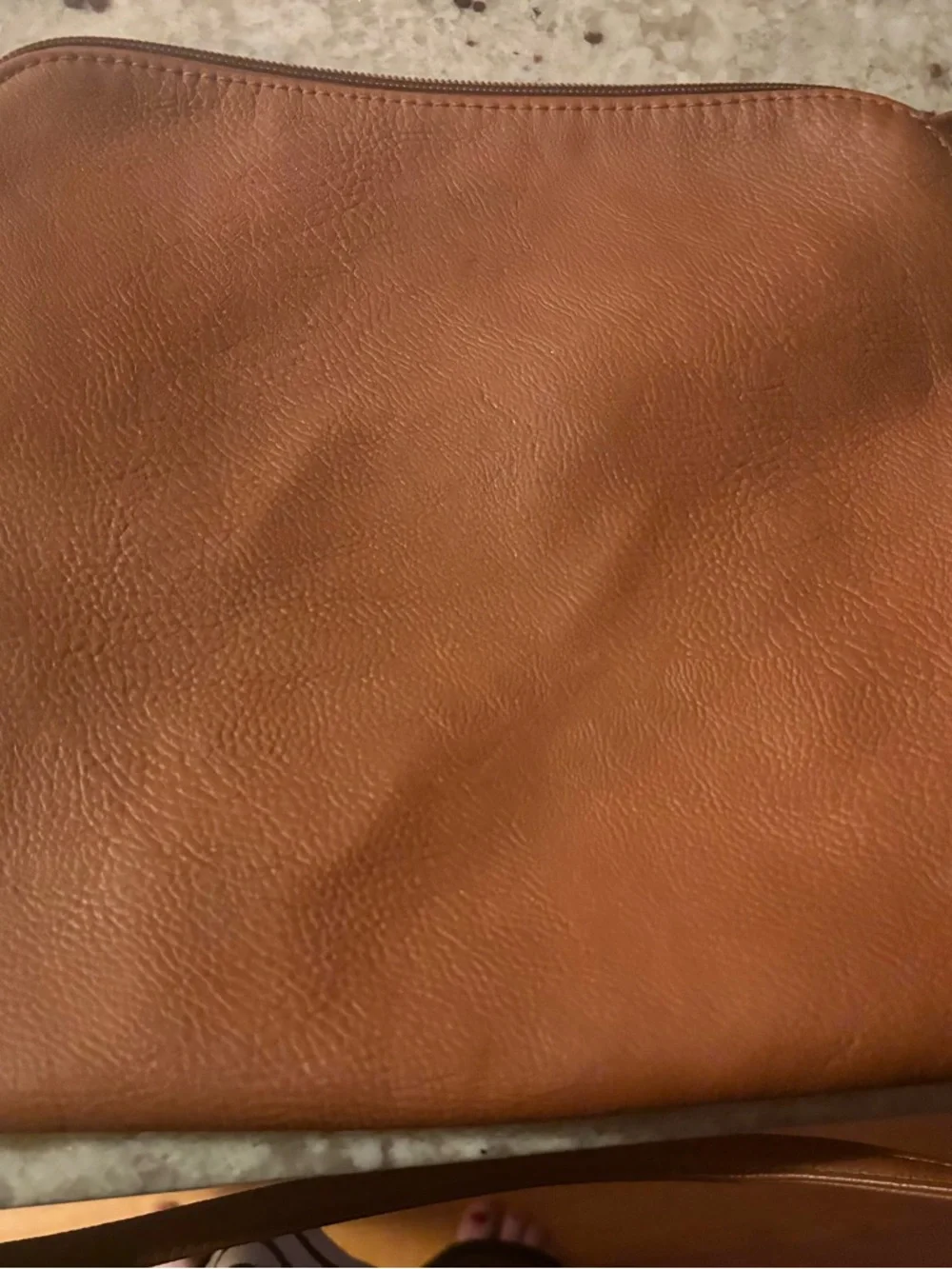 Cognac Crossbody Purse Tassel Detail Vegan Leather Bag - Picture 5 of 6